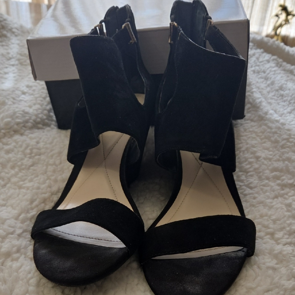 Alfani Black Suede Open-Strap Block Heel Sandals